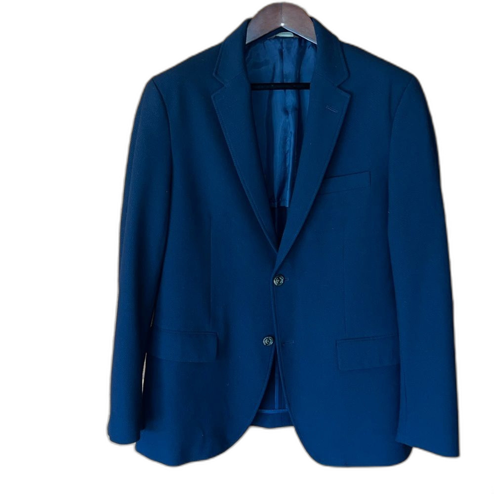 Tasso Elba Textured Knit Navy Blue Blazer Jacket Men's Size Large L